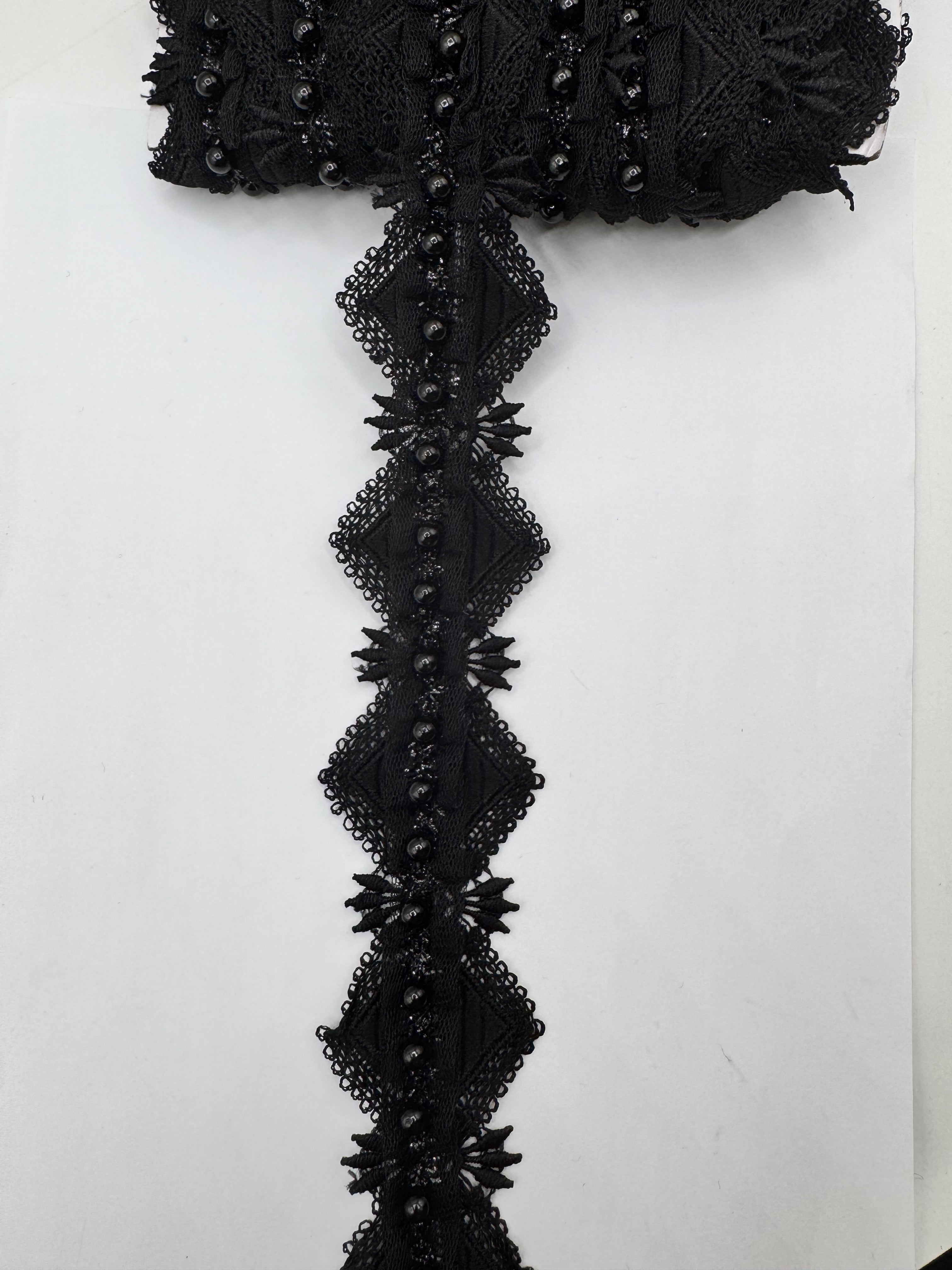 Pasmanterie Cu Margele 5cm - Negru