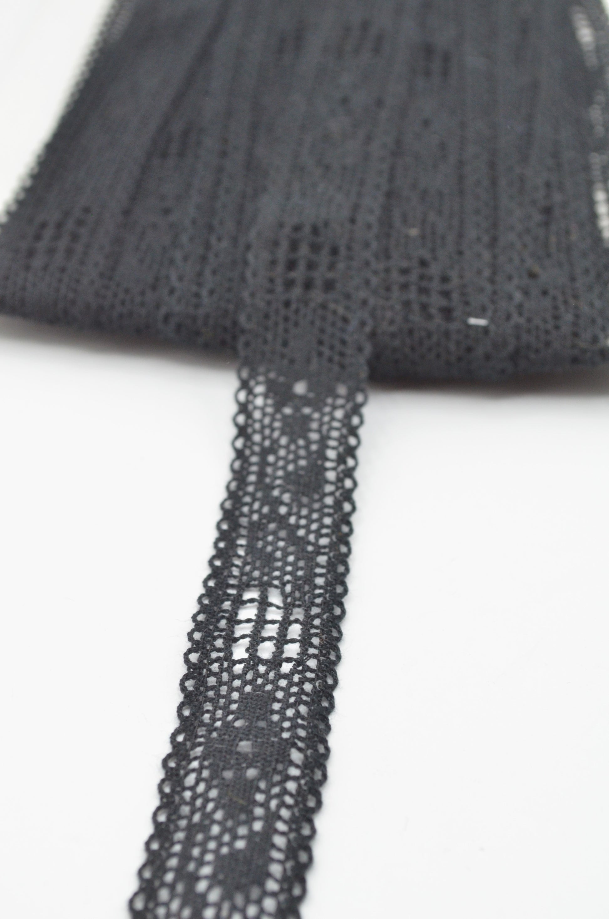 Dantela De Bumbac Elastica, Negru, 20mm