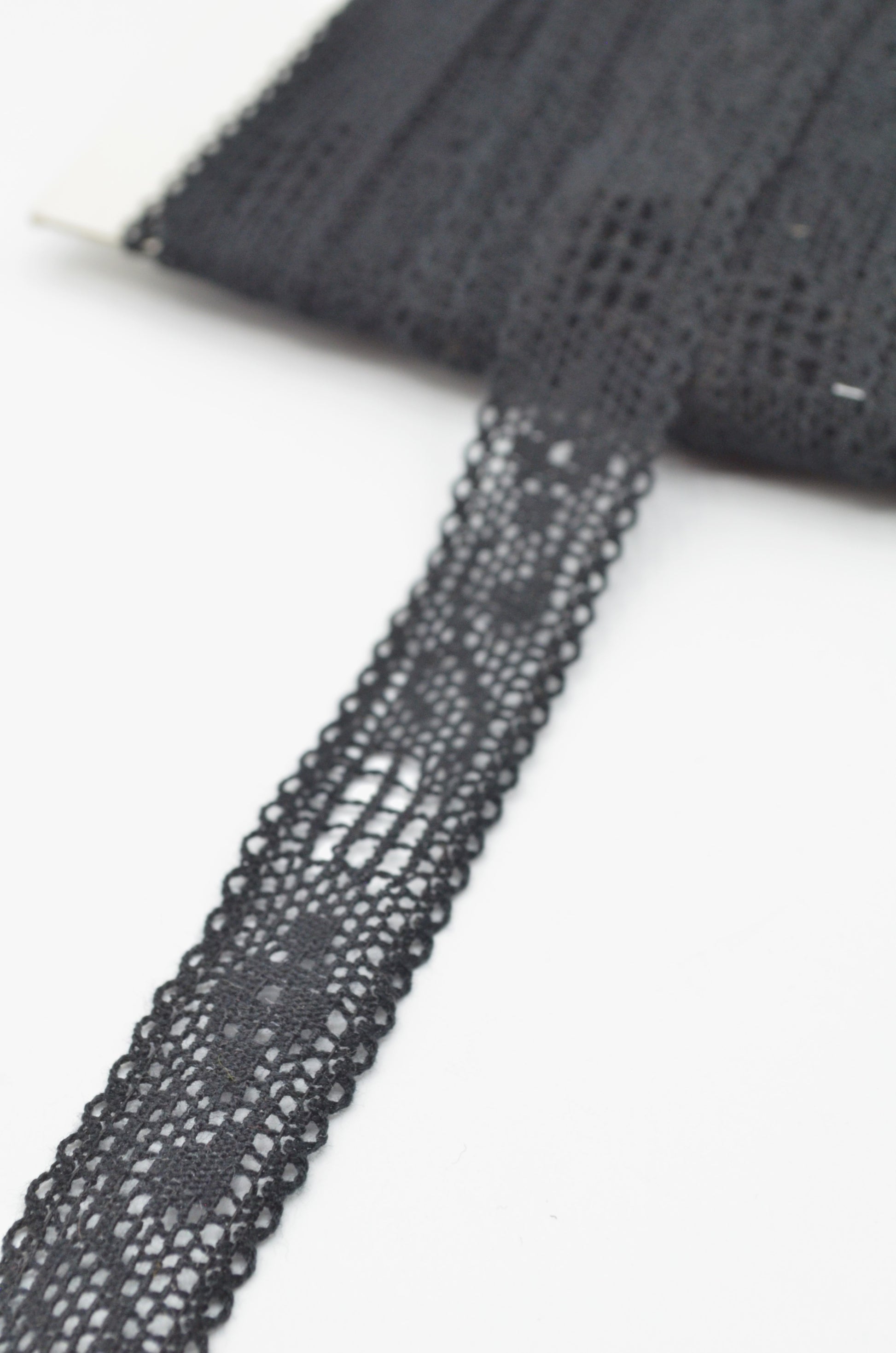 Dantela De Bumbac Elastica, Negru, 20mm