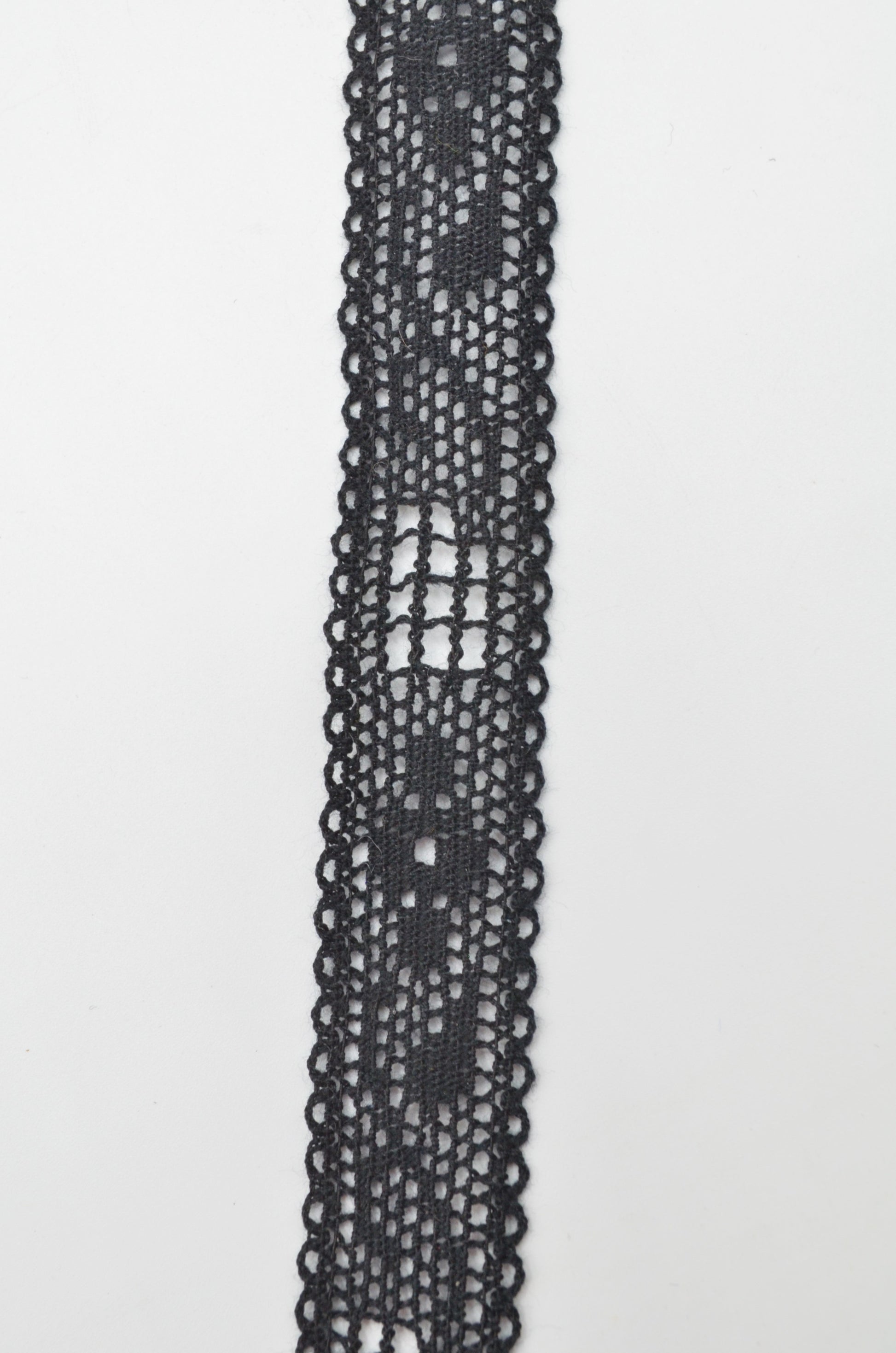 Dantela De Bumbac Elastica, Negru, 20mm