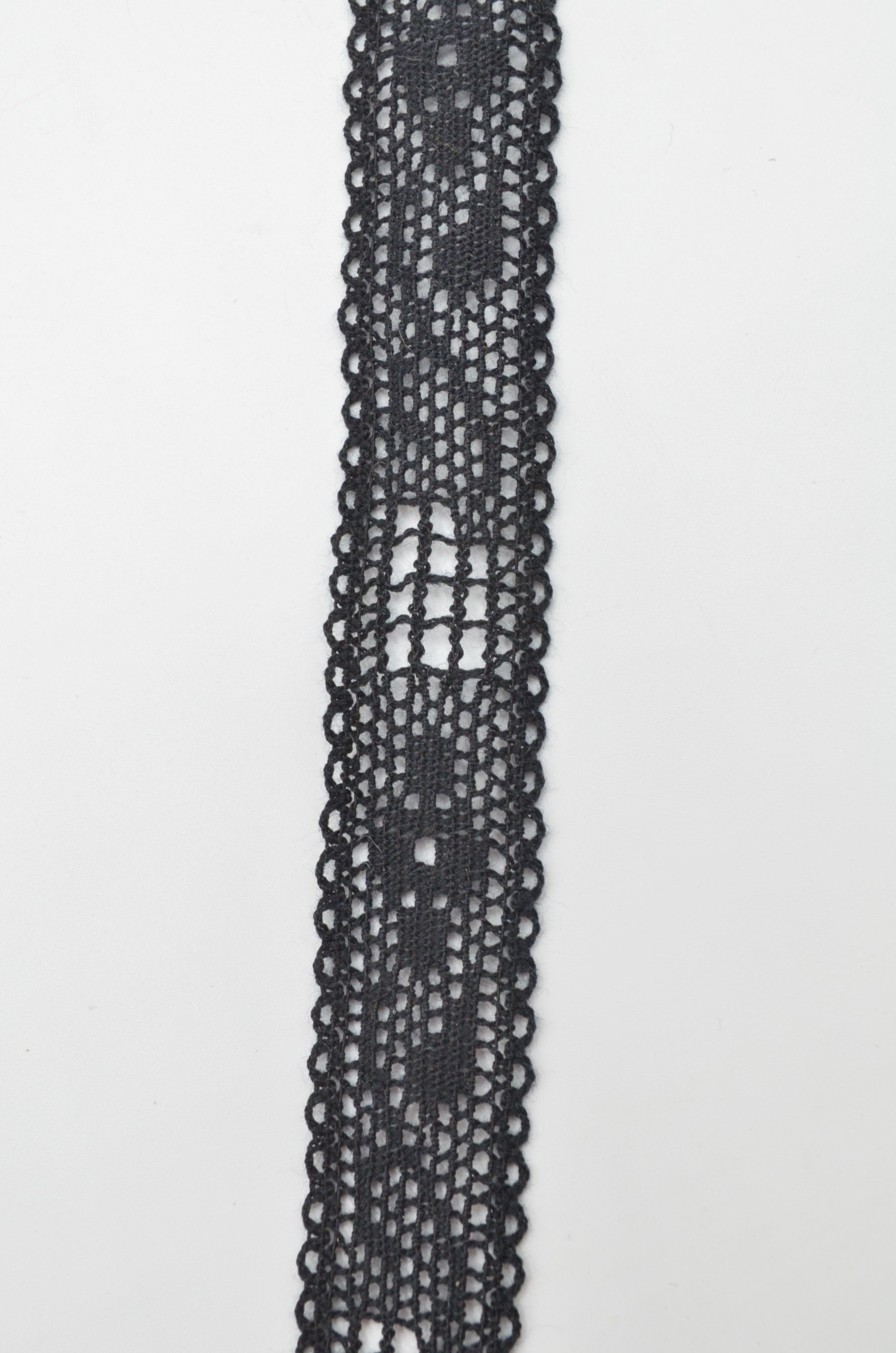 Dantela De Bumbac Elastica, Negru, 20mm