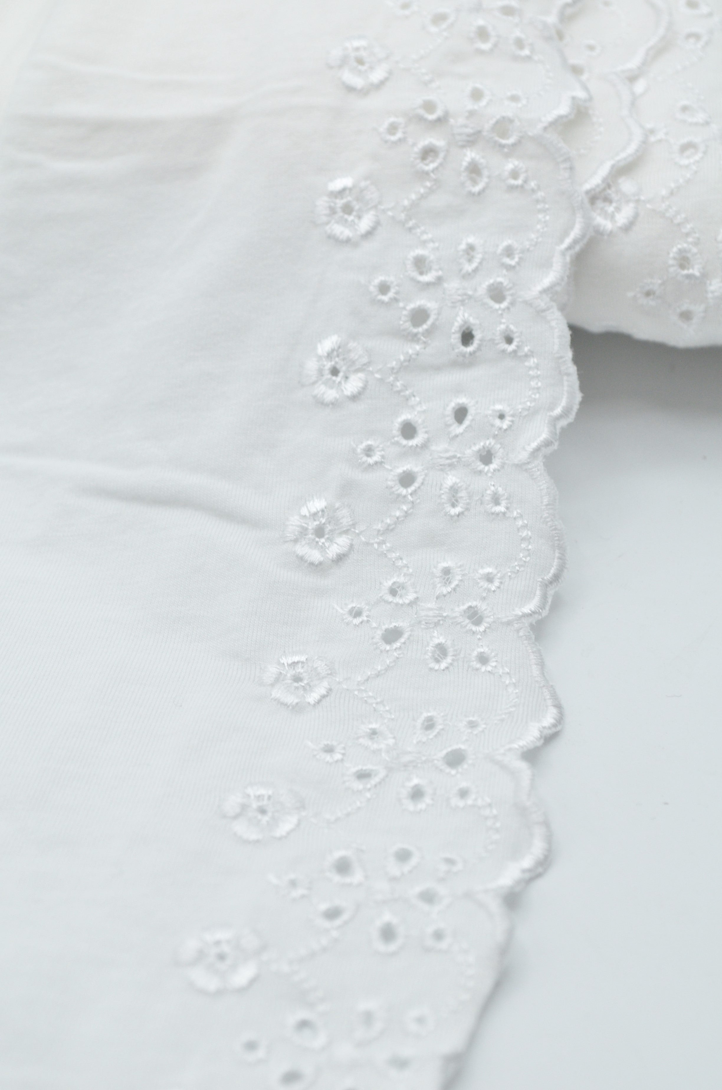 Bordura Din Jerse De Bumbac Brodat, 10cm, Alb