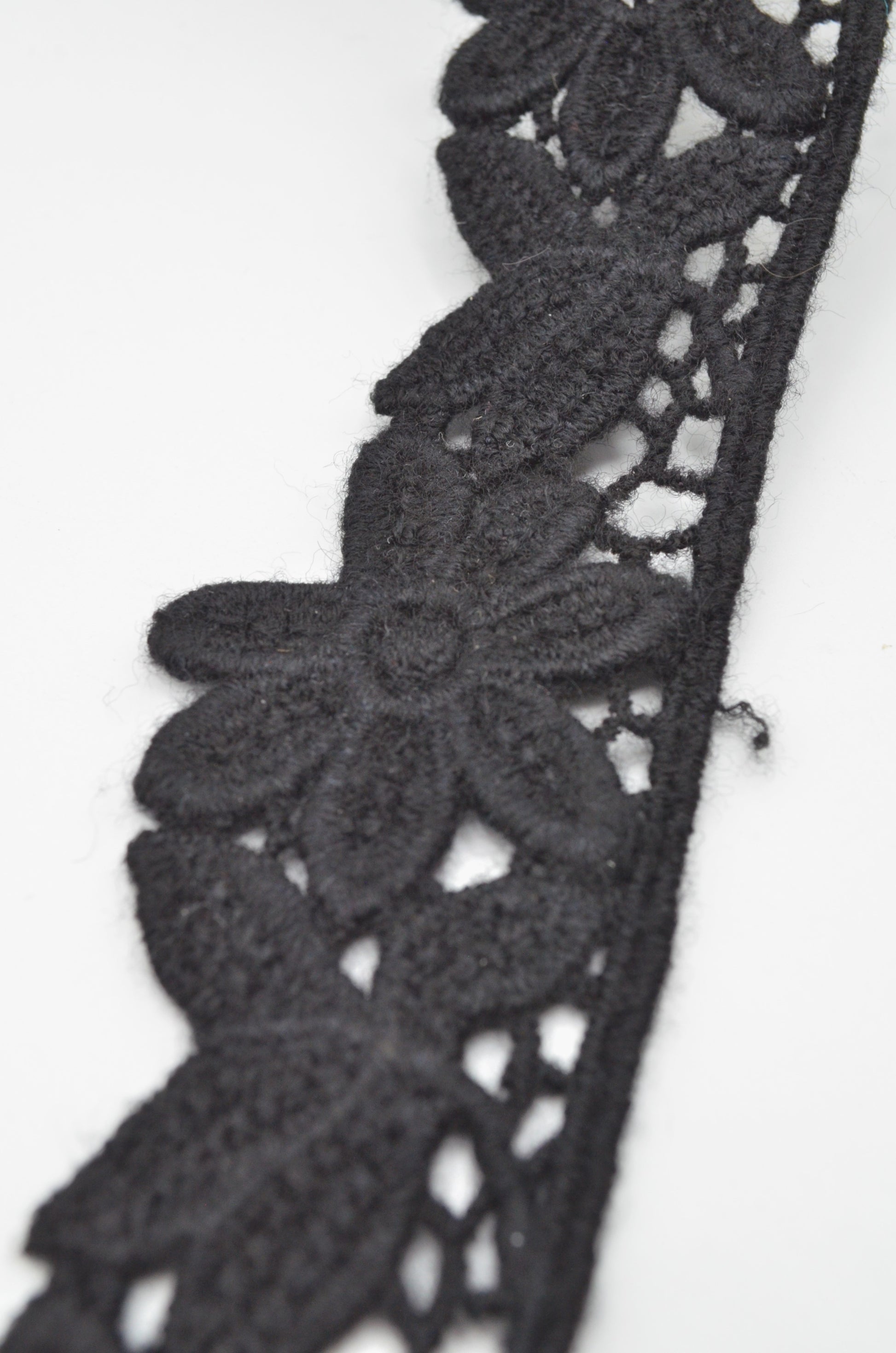 Dantela De Lana 100%, 50mm, Negru