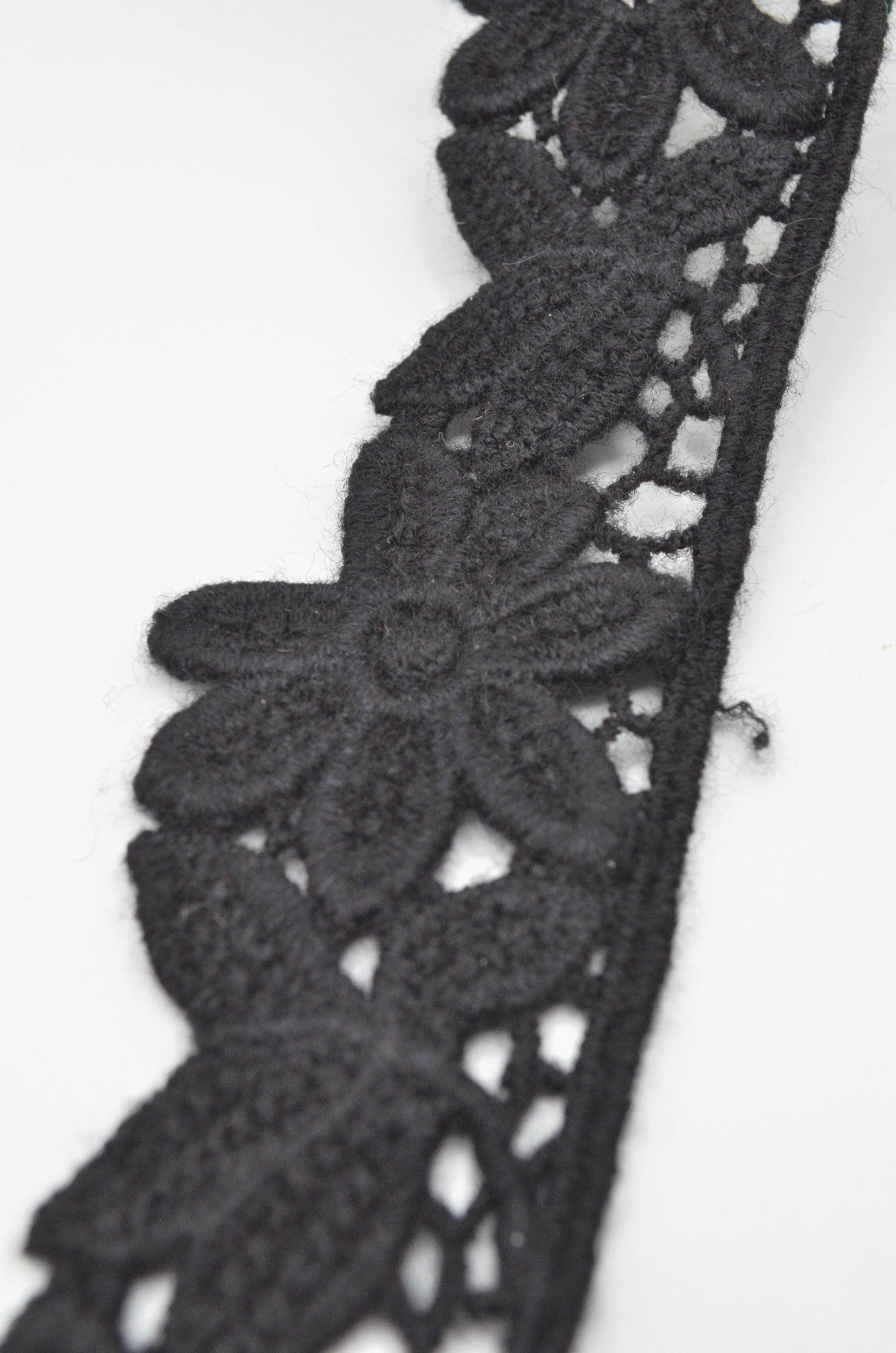 Dantela De Lana 100%, 50mm, Negru