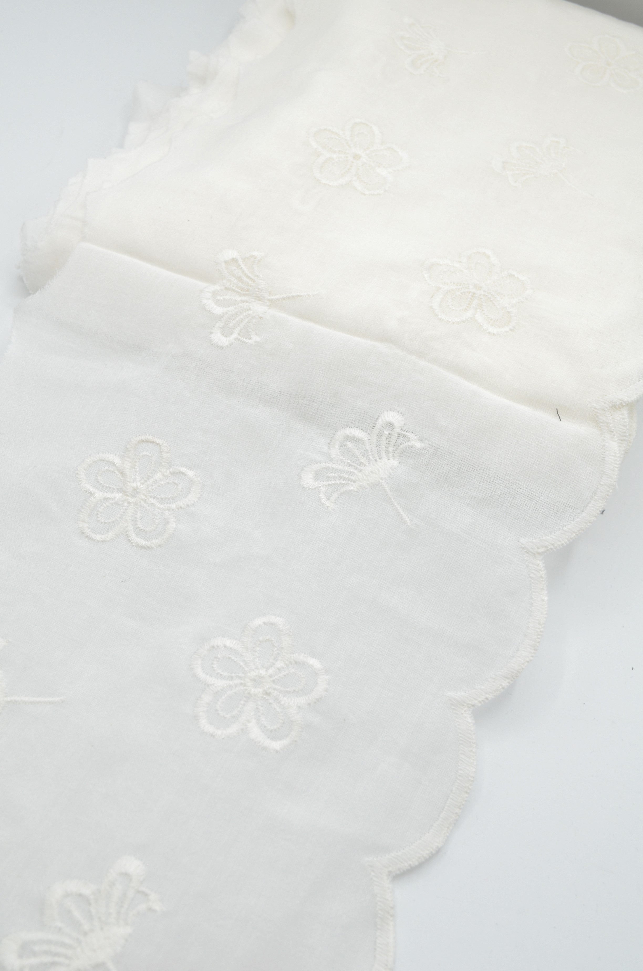 Banda Bordura De Bumbac Brodata, 21cm, Ivoire