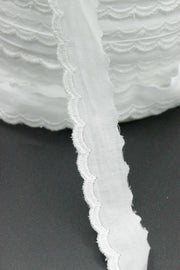 Dantela De Bumbac, 25mm, Alb