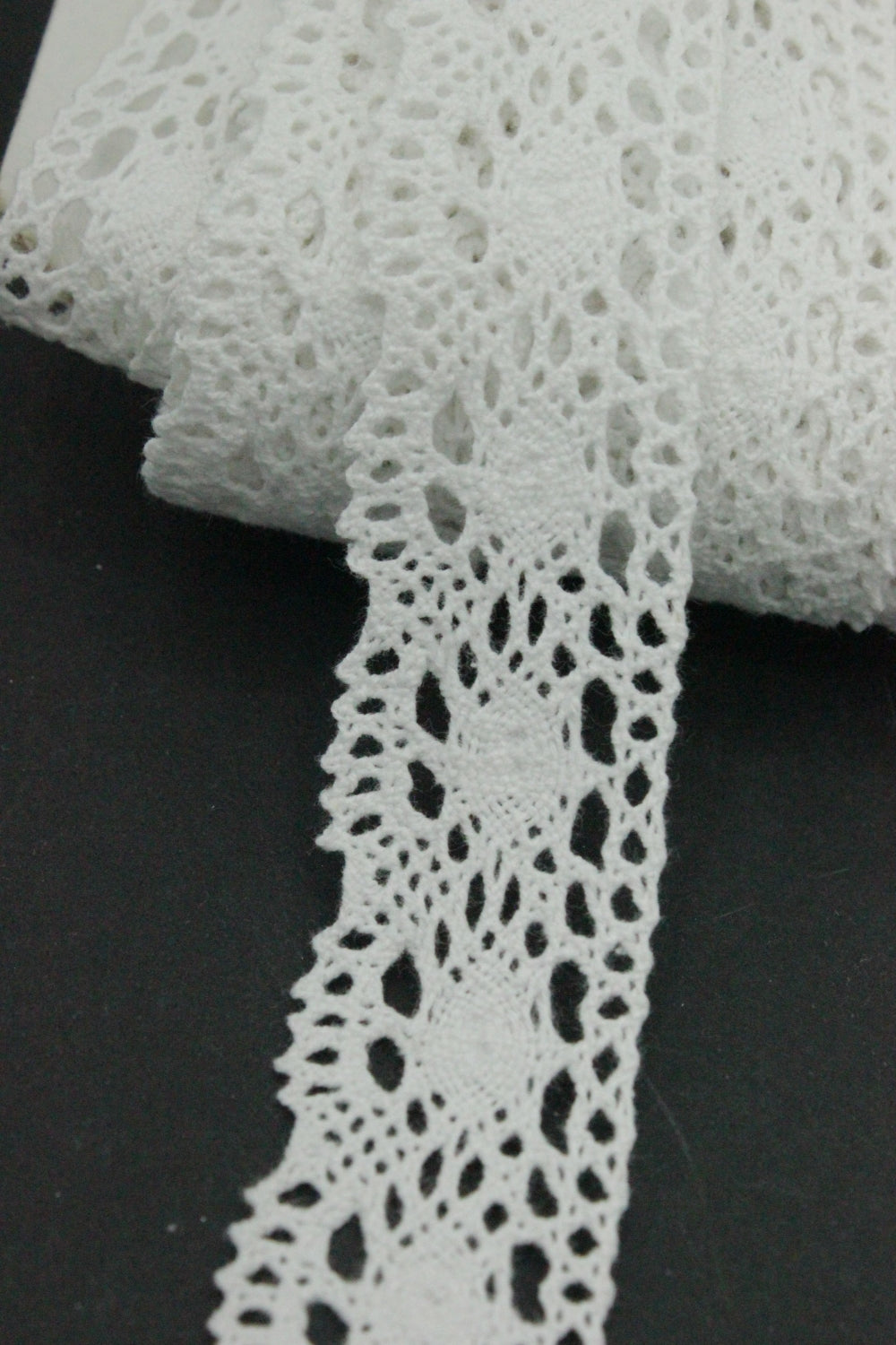 Dantela De Bumbac, 27mm, Alb