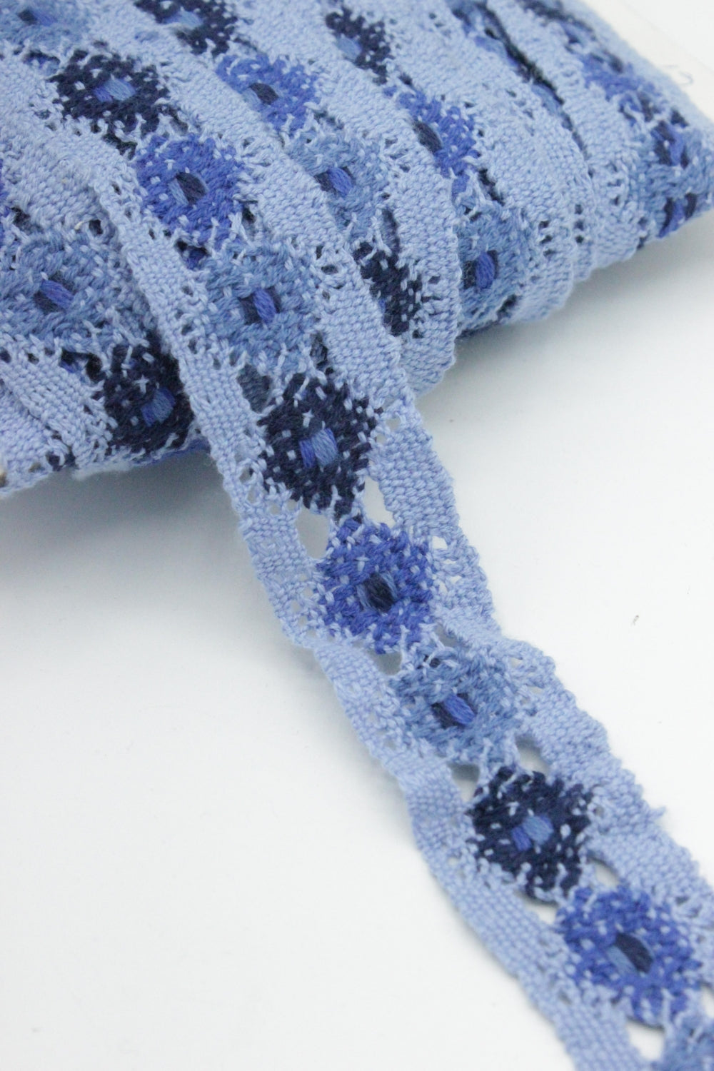 Dantela De Bumbac, 32mm, Albastru