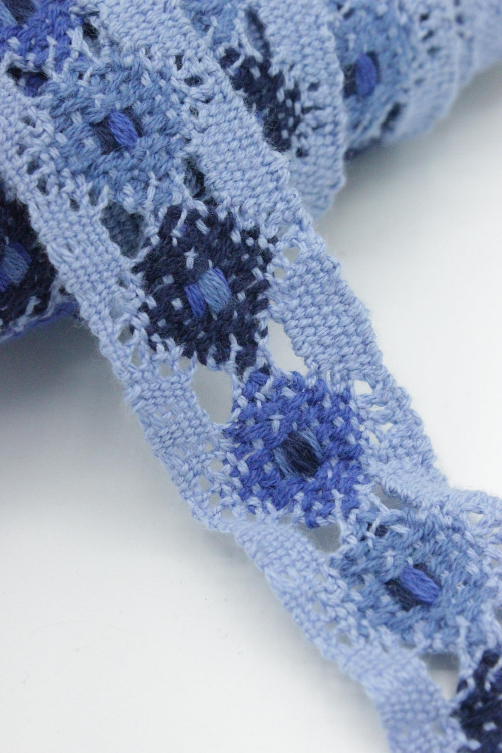 Dantela De Bumbac, 32mm, Albastru