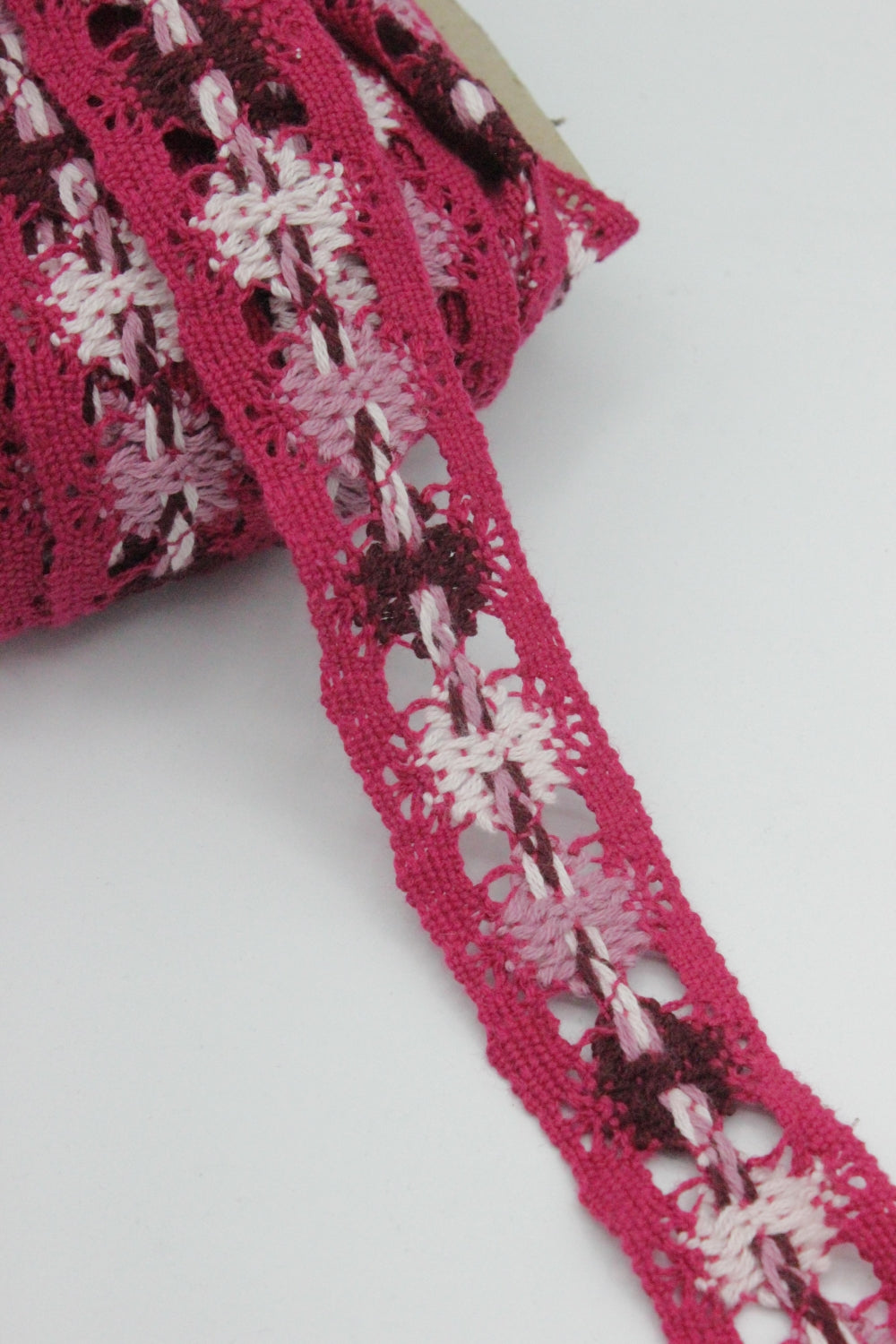 Dantela De Bumbac, 32mm, Fucsia