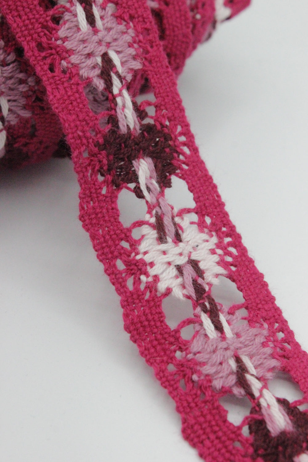 Dantela De Bumbac, 32mm, Fucsia