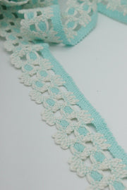 Dantela De Bumbac 35mm, Vernil cu Alb