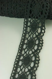 Dantela De Bumbac, 40mm, Negru