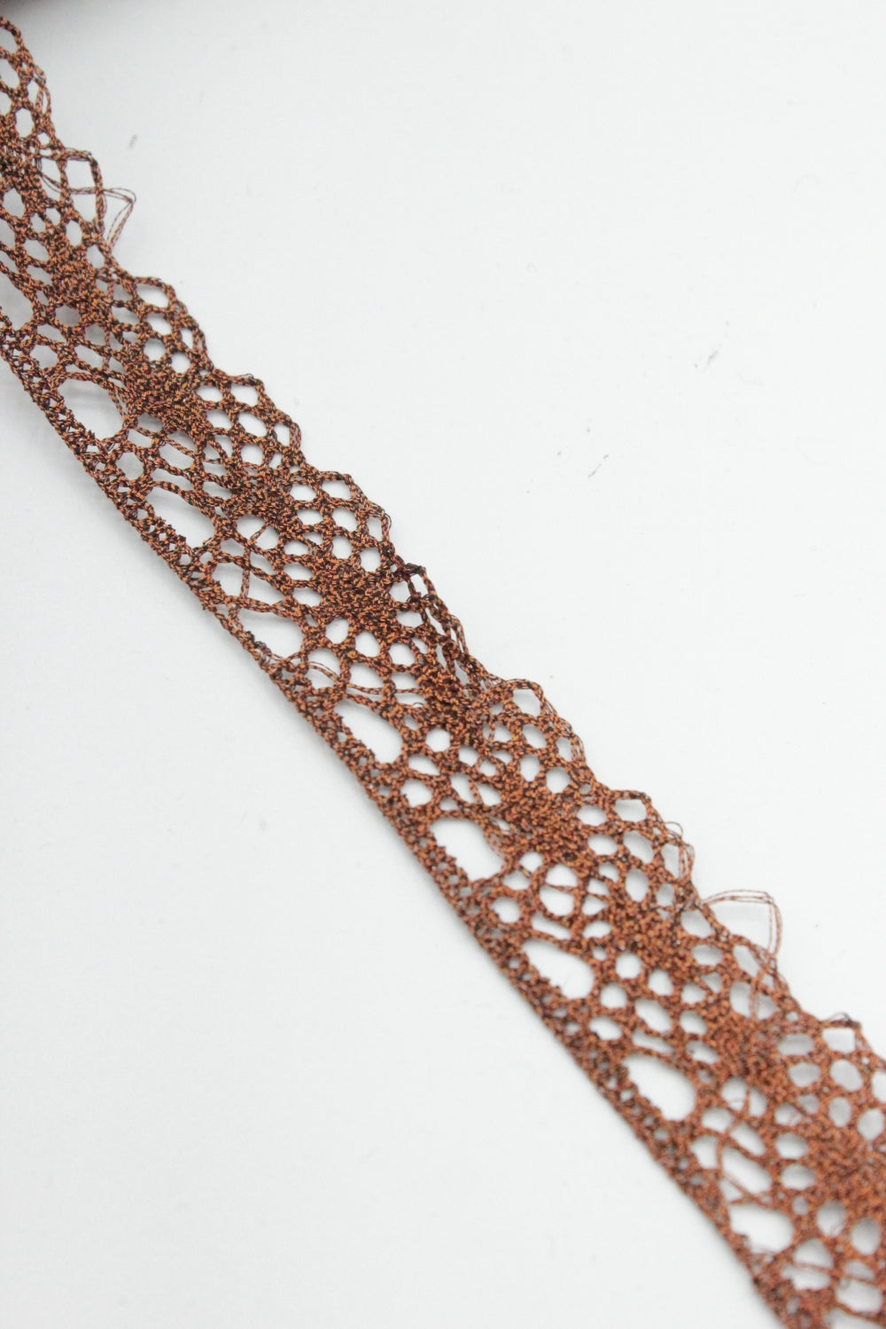 Dantela De Bumbac Cu Fir Lurex, 22mm, Aramiu