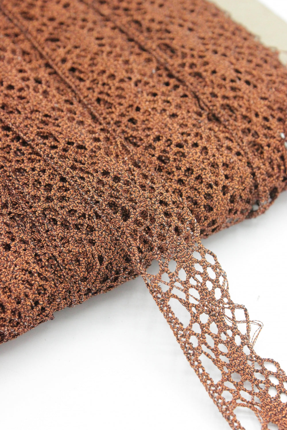 Dantela De Bumbac Cu Fir Lurex, 22mm, Aramiu