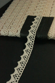 Dantela De Bumbac Mercerizata, 14mm, Crem Roze