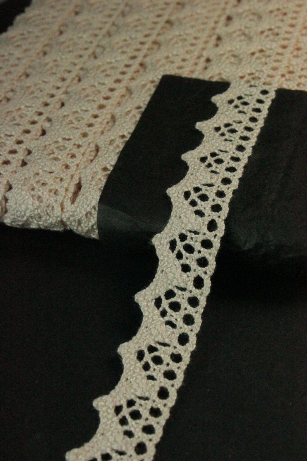 Dantela De Bumbac Mercerizata, 14mm, Crem Roze