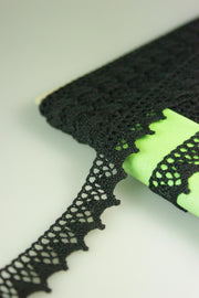 Dantela De Bumbac Mercerizata, 14mm, Negru