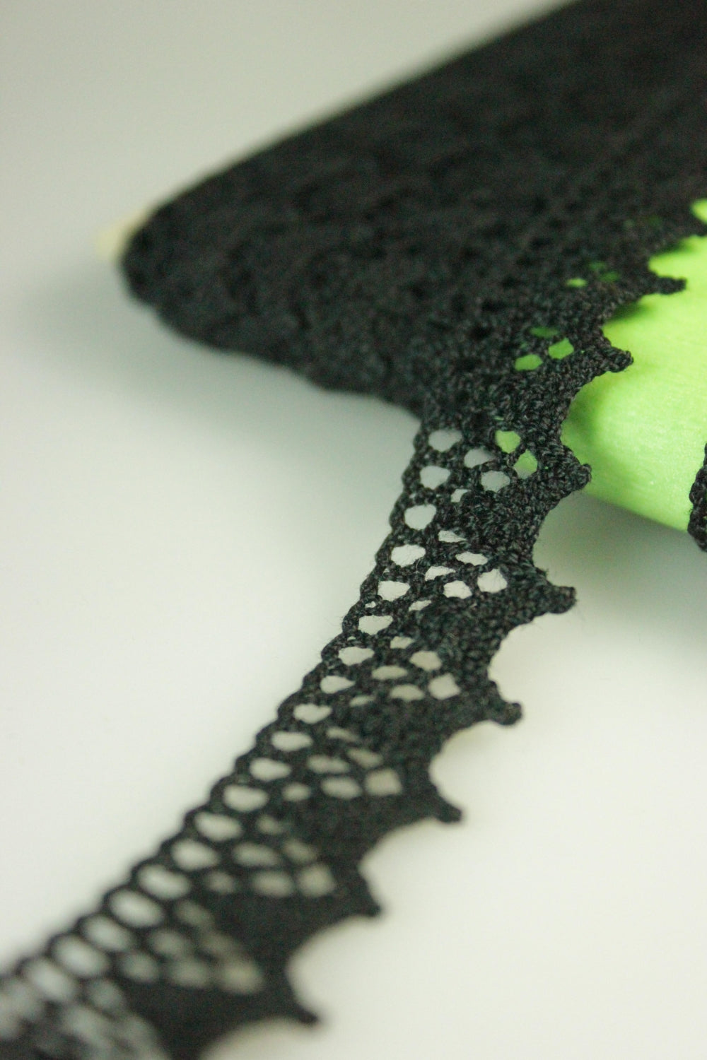 Dantela De Bumbac Mercerizata, 14mm, Negru