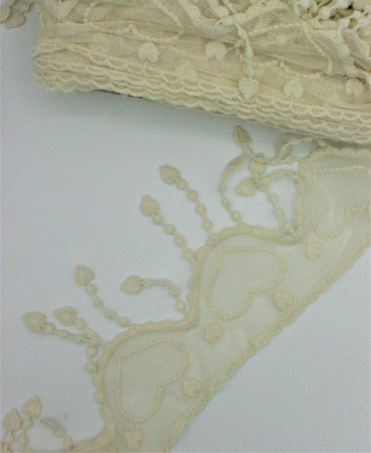 Dantela Din Tull De Bumbac Brodat, 16cm, Bej