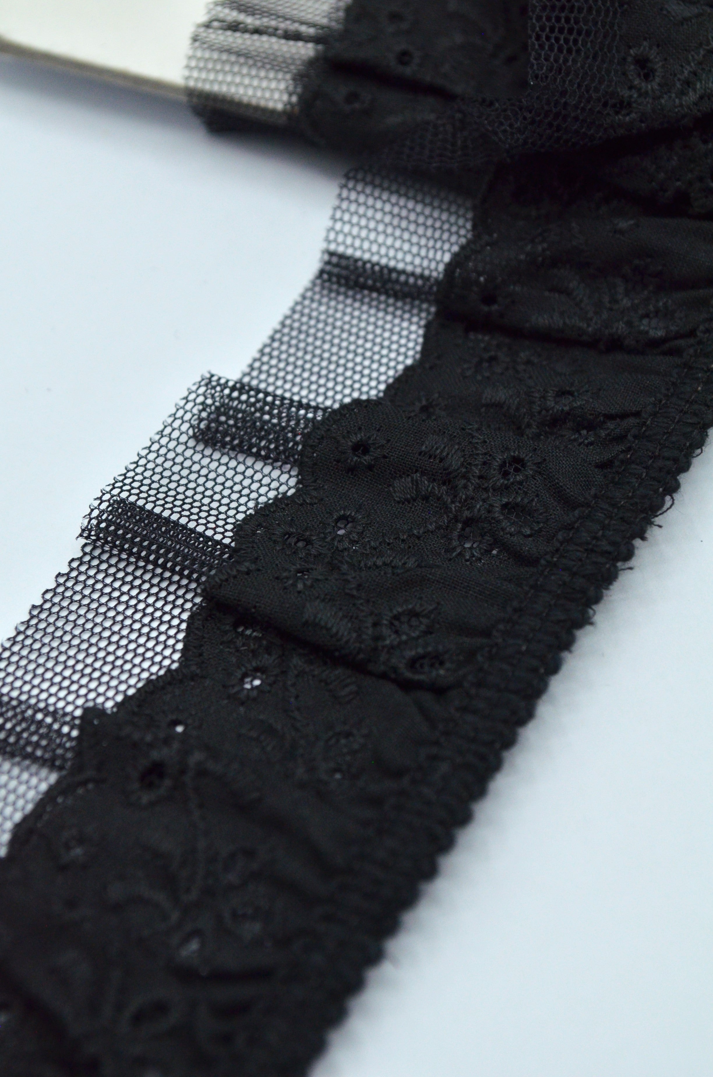 Volan Din Dantela De Bumbac Si Tull, 45mm