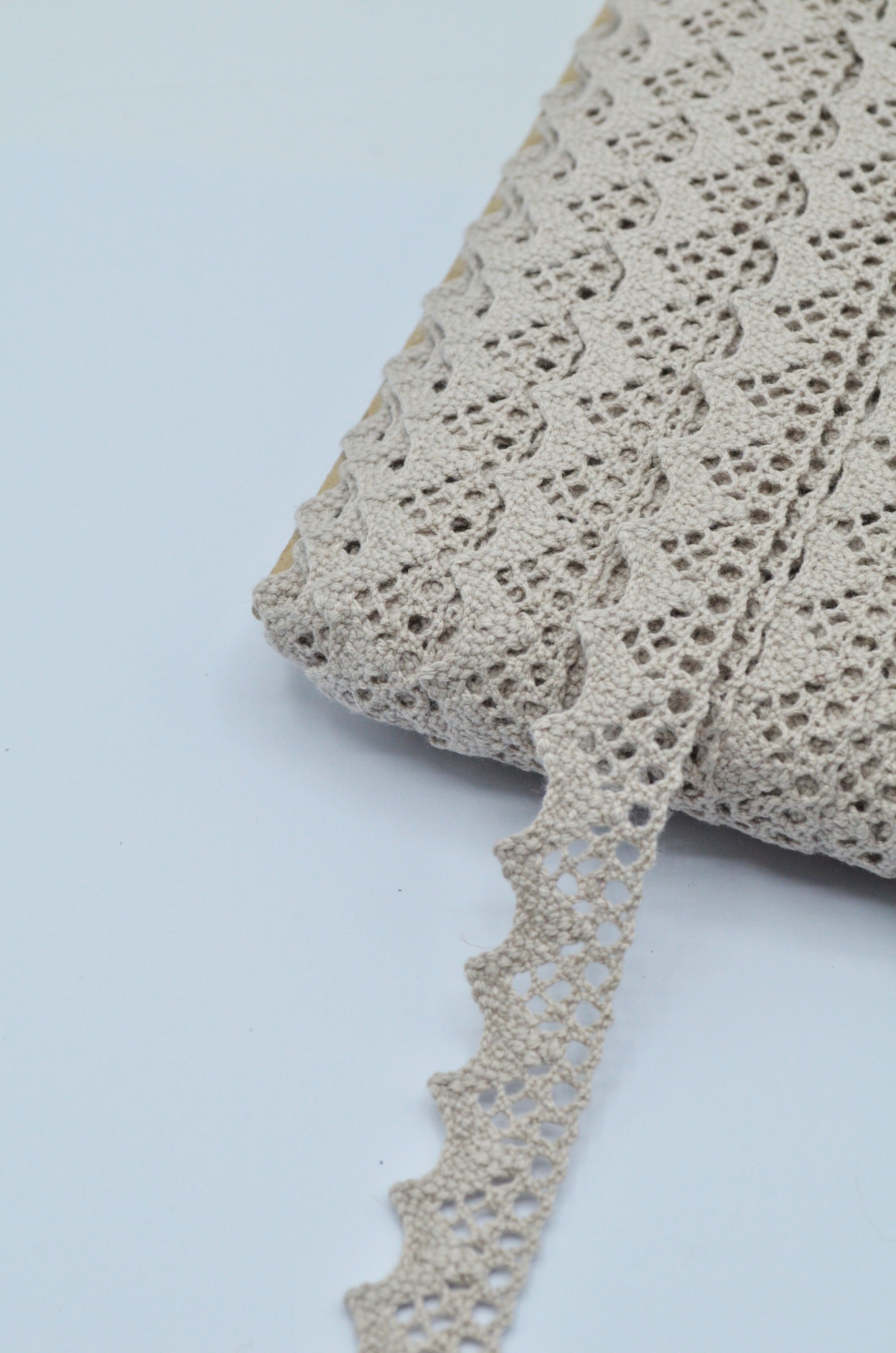 Dantela De Bumbac 17mm, Grej Deschis