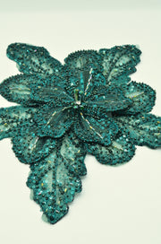 Aplicatie Floare Cu Margele Si Pietre 32cm, Verde