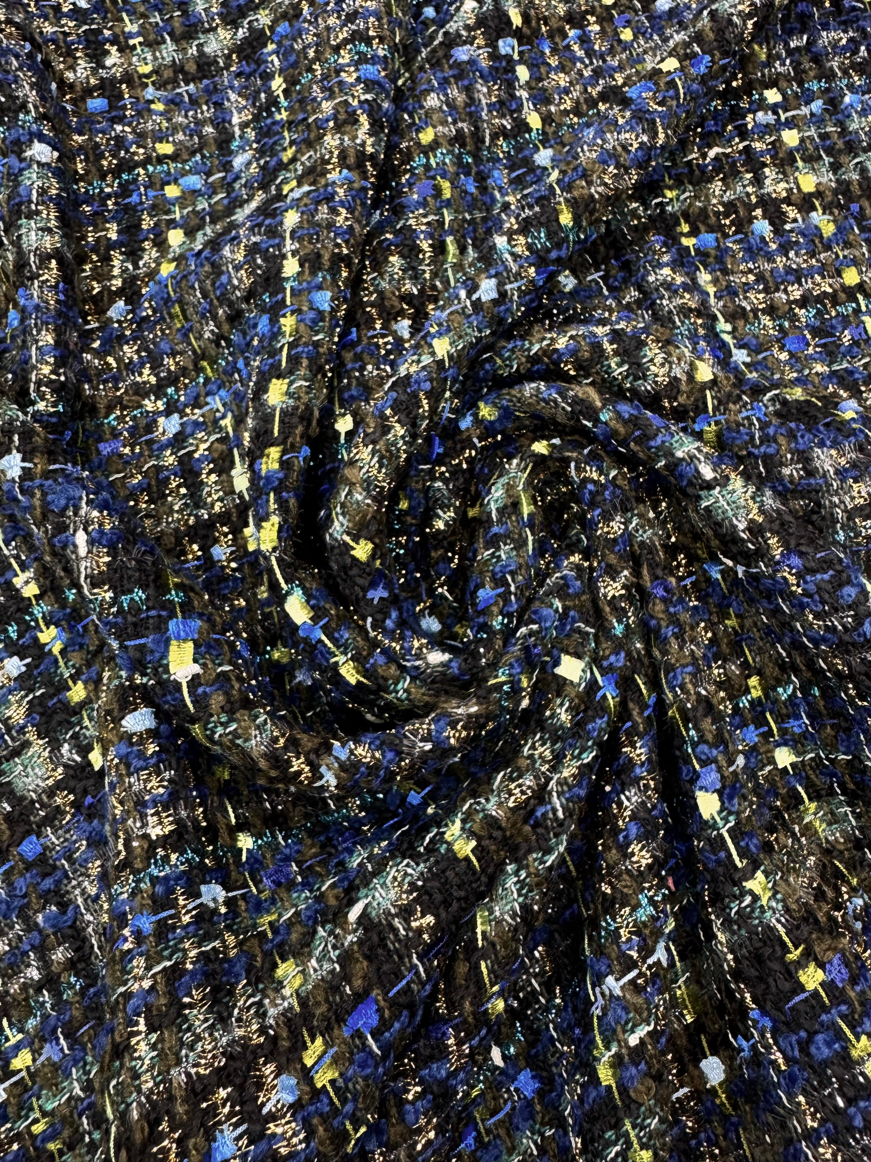 Stofă Tweed cu fir lurex auriu