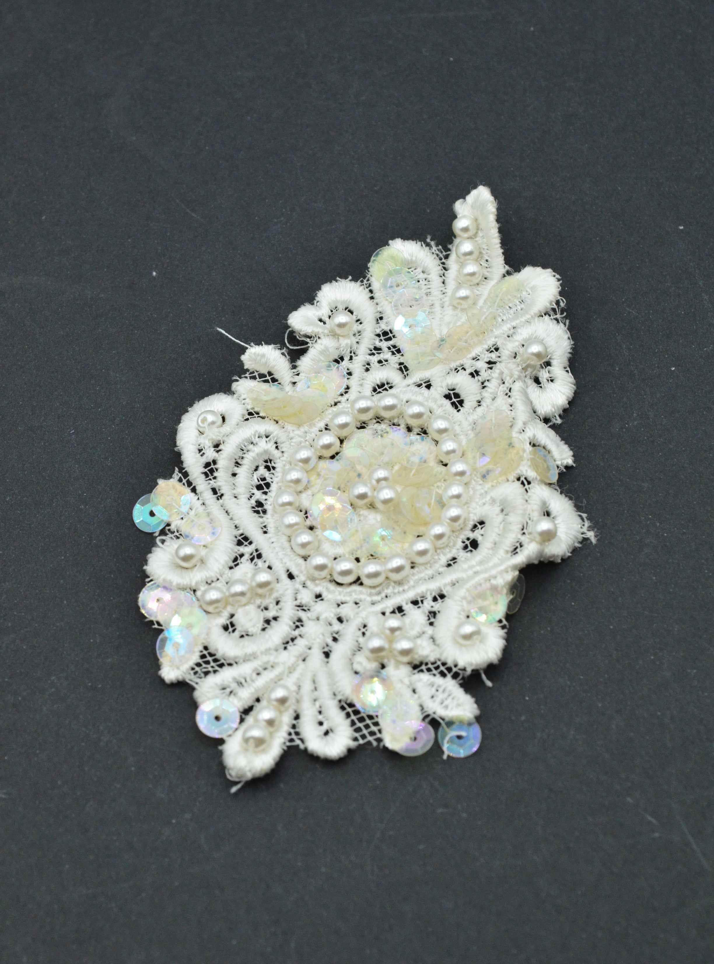 Aplicatie Cu Paiete Si Perle 6x11cm, Ivoire