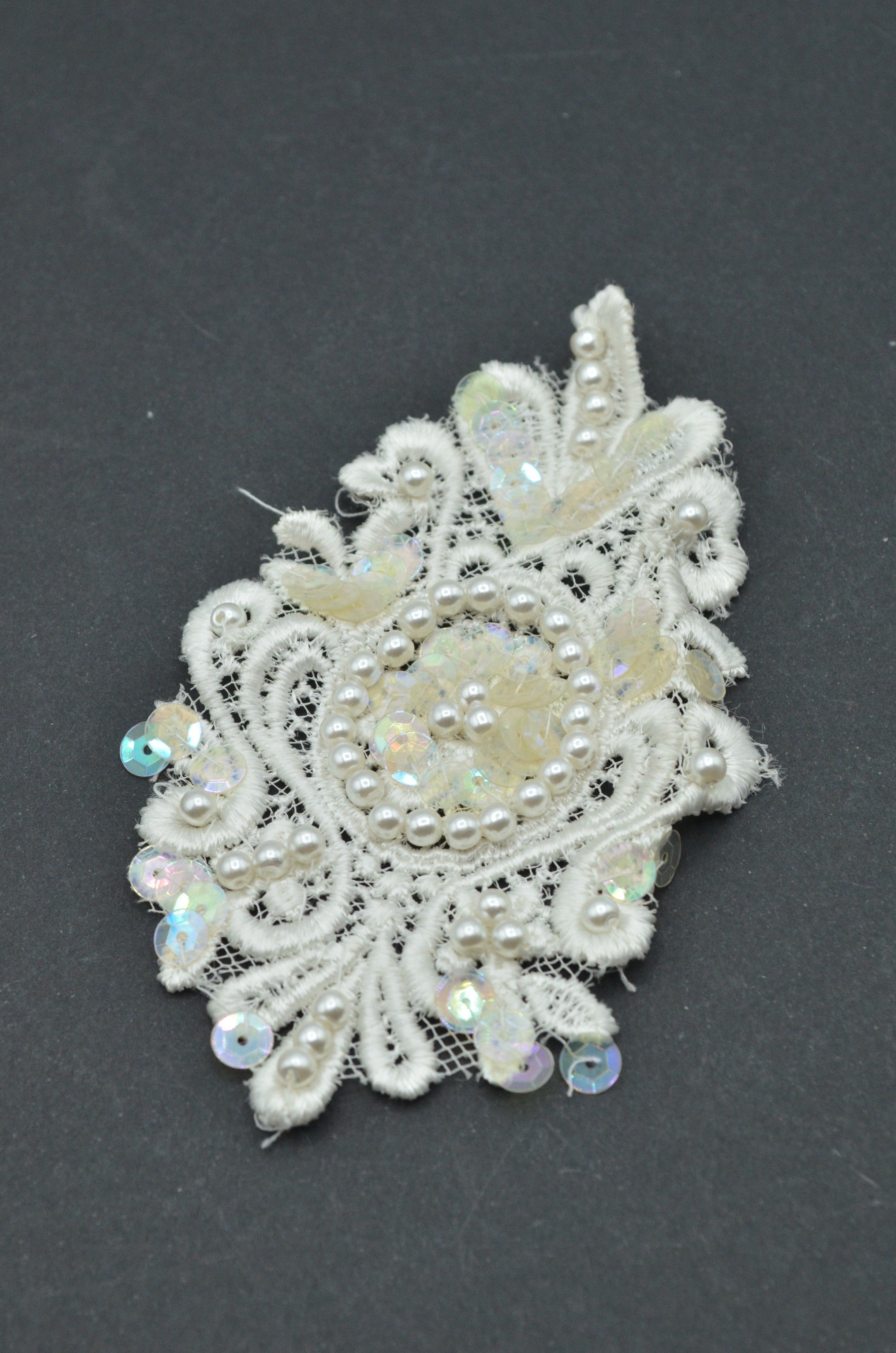 Aplicatie Cu Paiete Si Perle 6x11cm, Ivoire