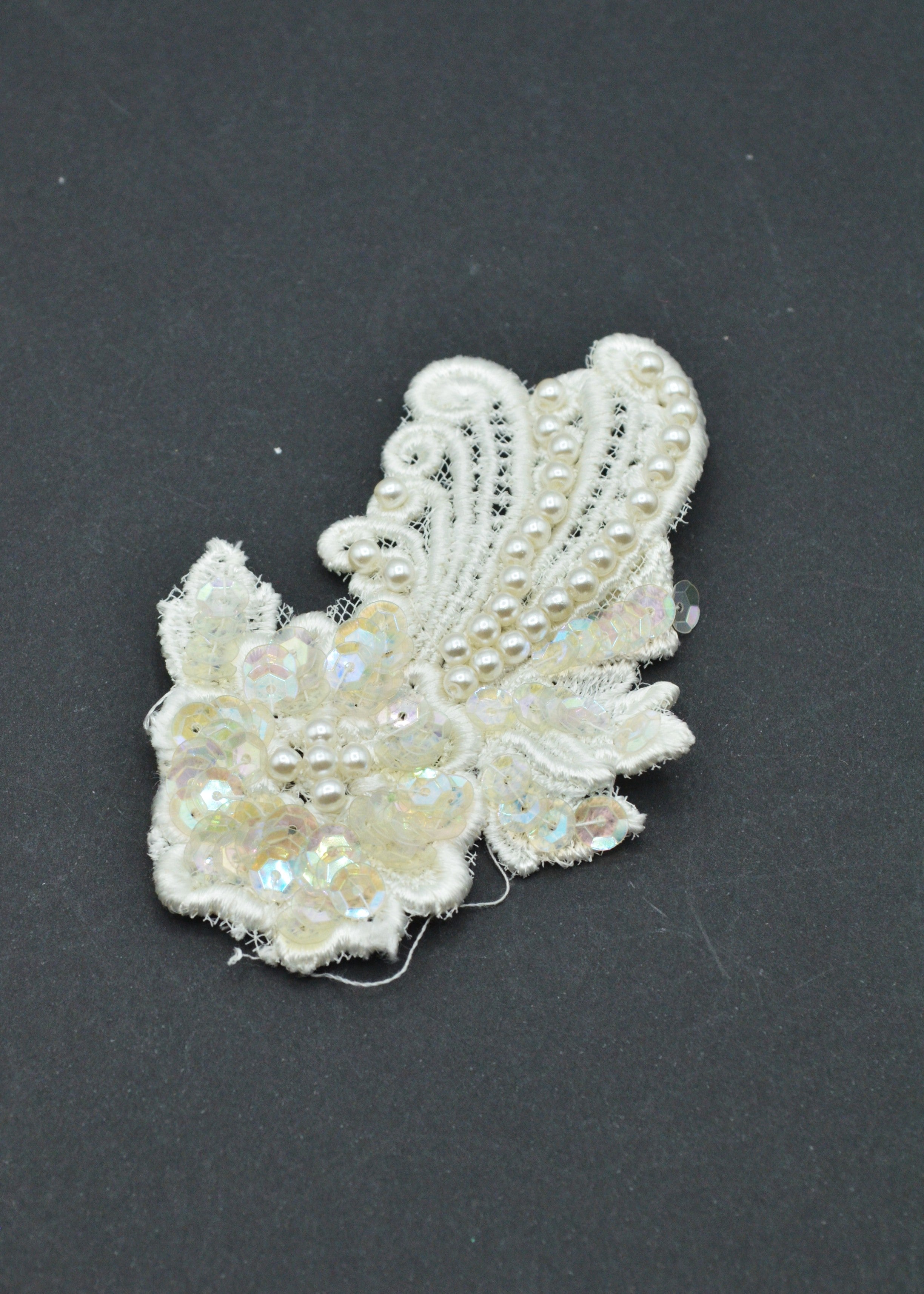 Aplicatie Cu Paiete Si Perle 6x10cm, Ivoire
