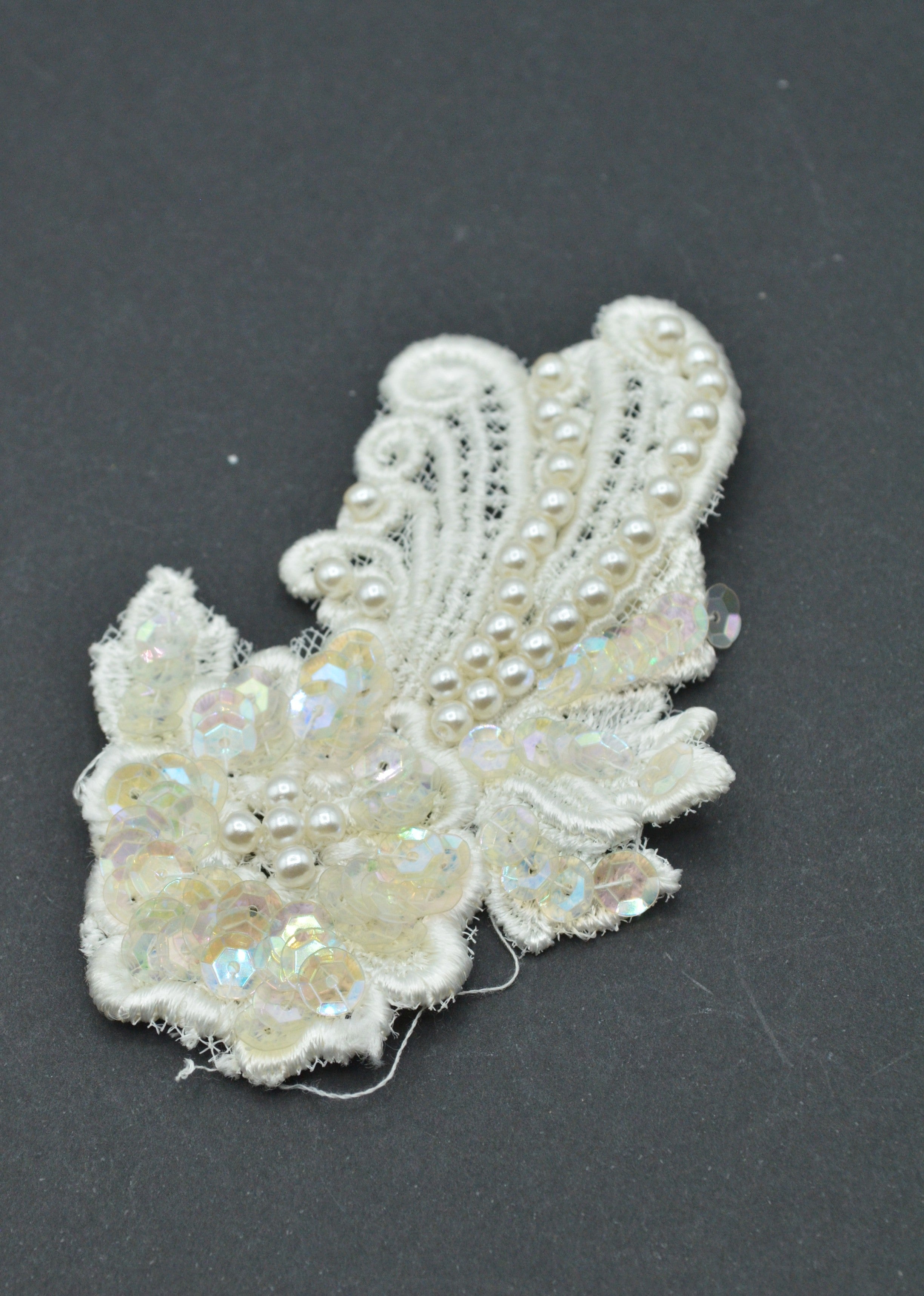 Aplicatie Cu Paiete Si Perle 6x10cm, Ivoire