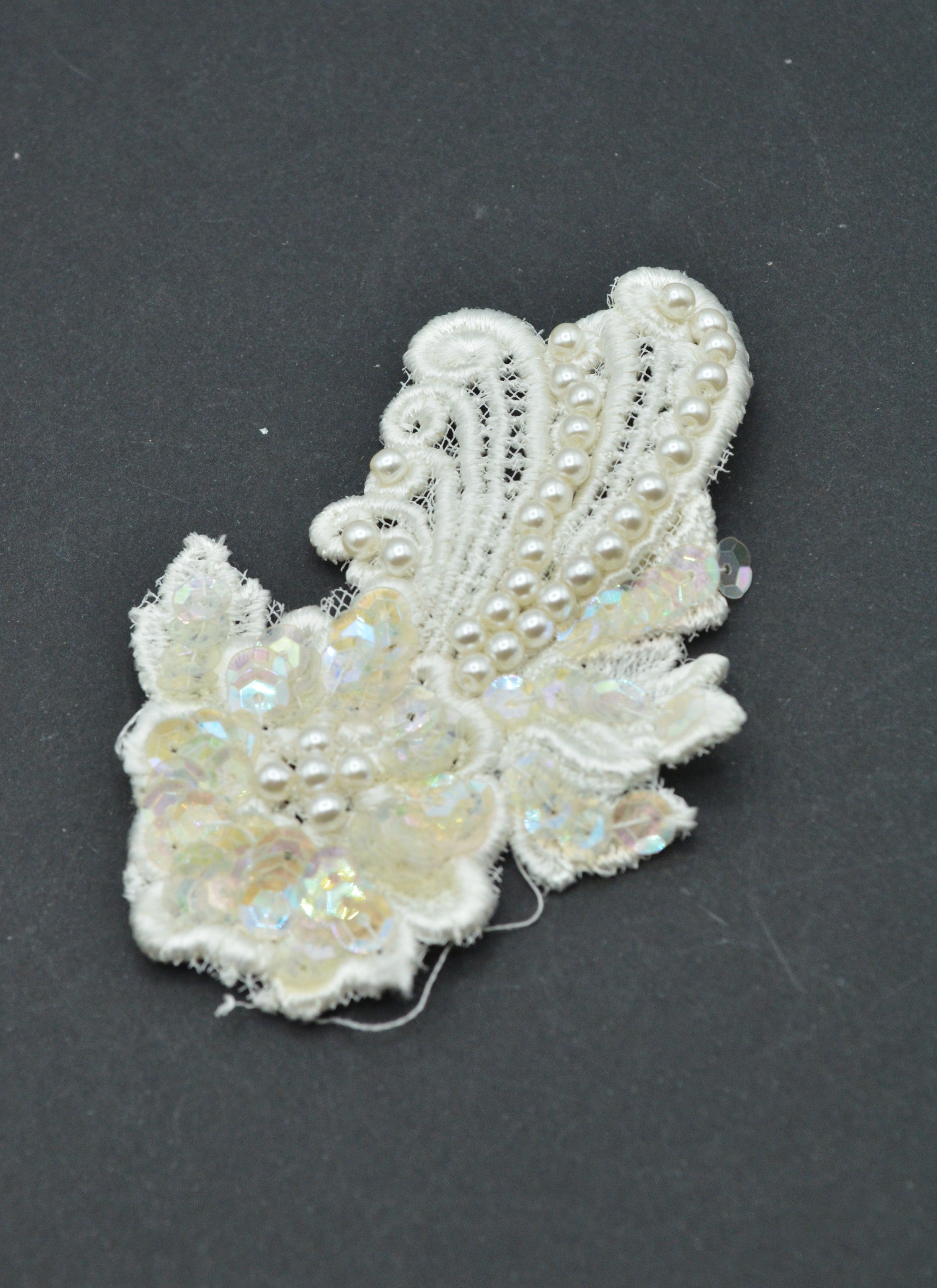 Aplicatie Cu Paiete Si Perle 6x10cm, Ivoire