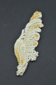 Aplicatie Cu Paiete Si Perle 5x18cm, Ivoire