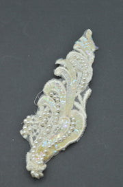 Aplicatie Cu Paiete Si Perle 5x18cm, Ivoire