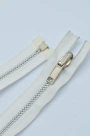 Fermoar Metalic 5mm Detasabil, Cursor Reversibil, 59cm, Alb