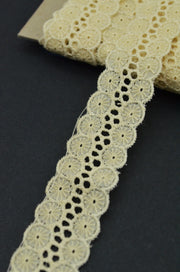 Dantela de bumbac, 23mm, Crem