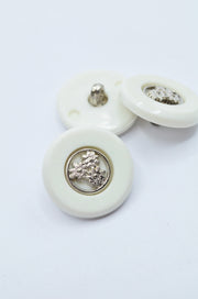 Nasturi De Plastic Alb Cu Argintiu, 21mm