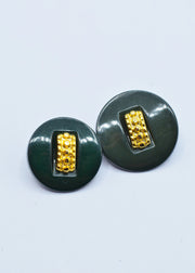 Nasturi De Plastic Verde Inchis Cu Auriu, 23mm