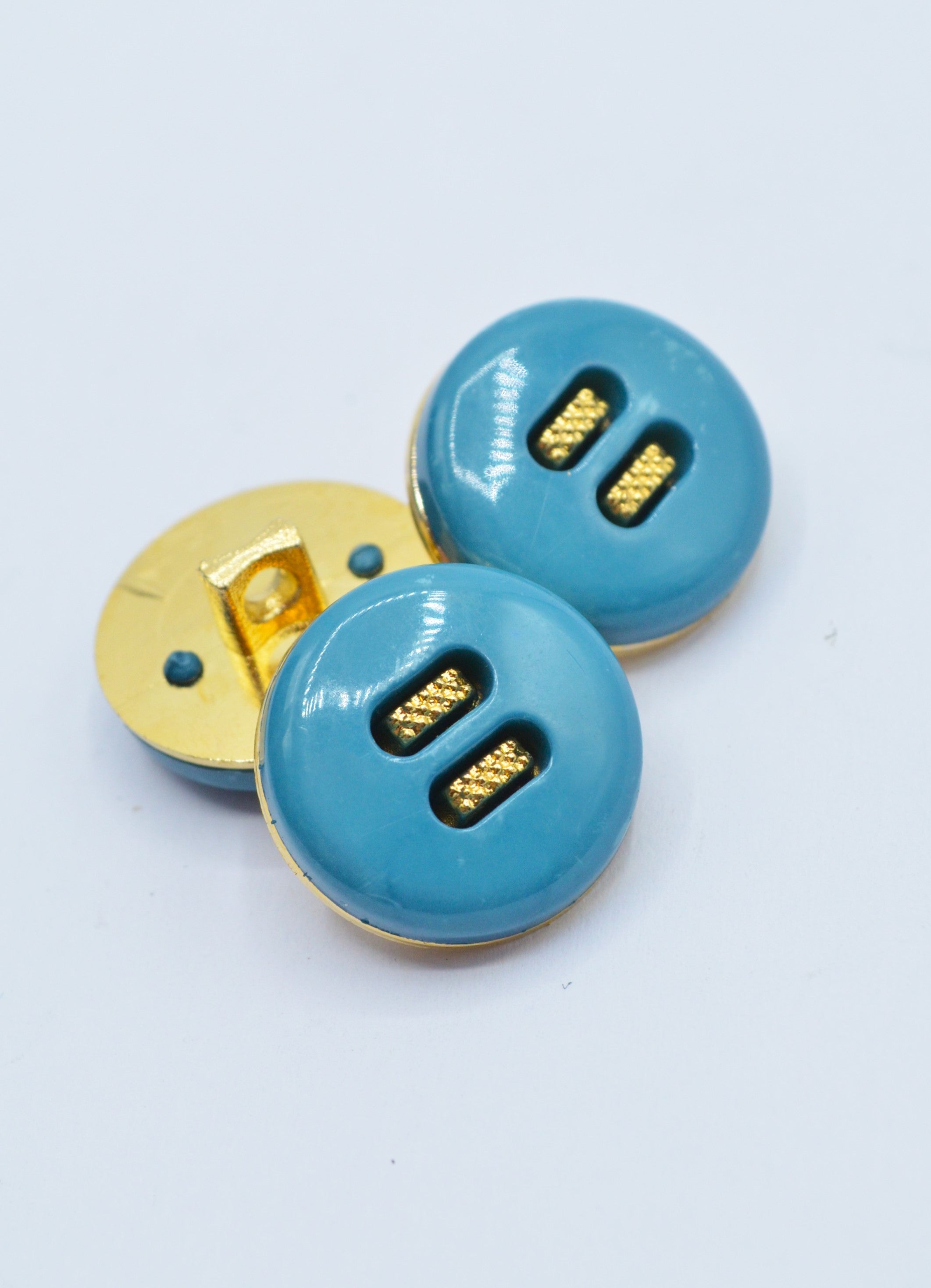 Nasturi De Plastic Turcoaz Cu Auriu, 18mm