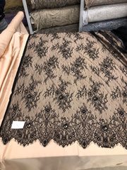 Dantela Tip Chantilly 300 x 150m, Negru