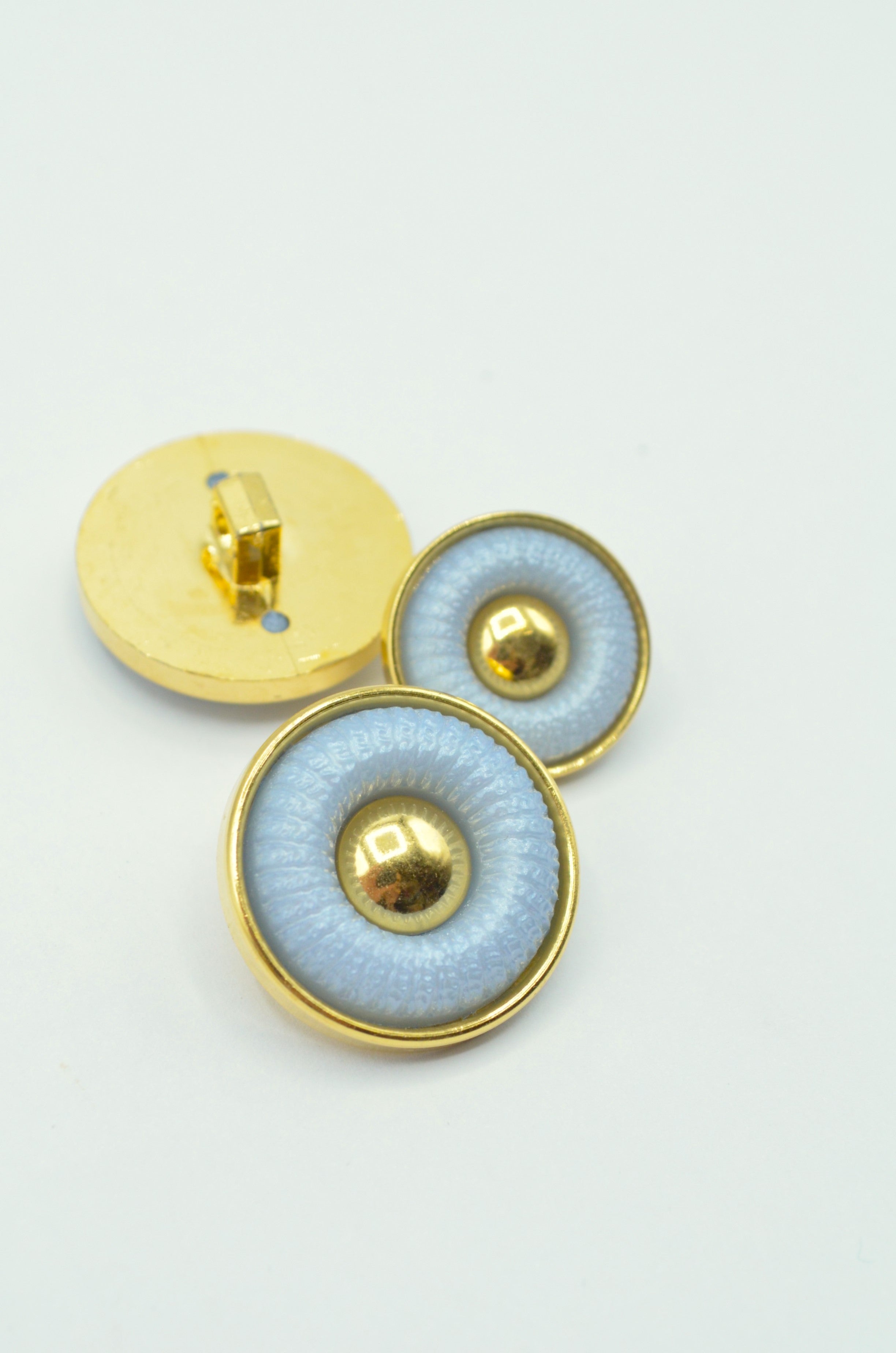 Nasturi De Plastic Bleu Cu Auriu 18mm