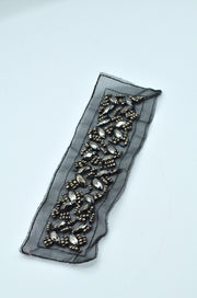 Aplicatie Cu Margele Gri Pe Tull Negru, 17x4cm