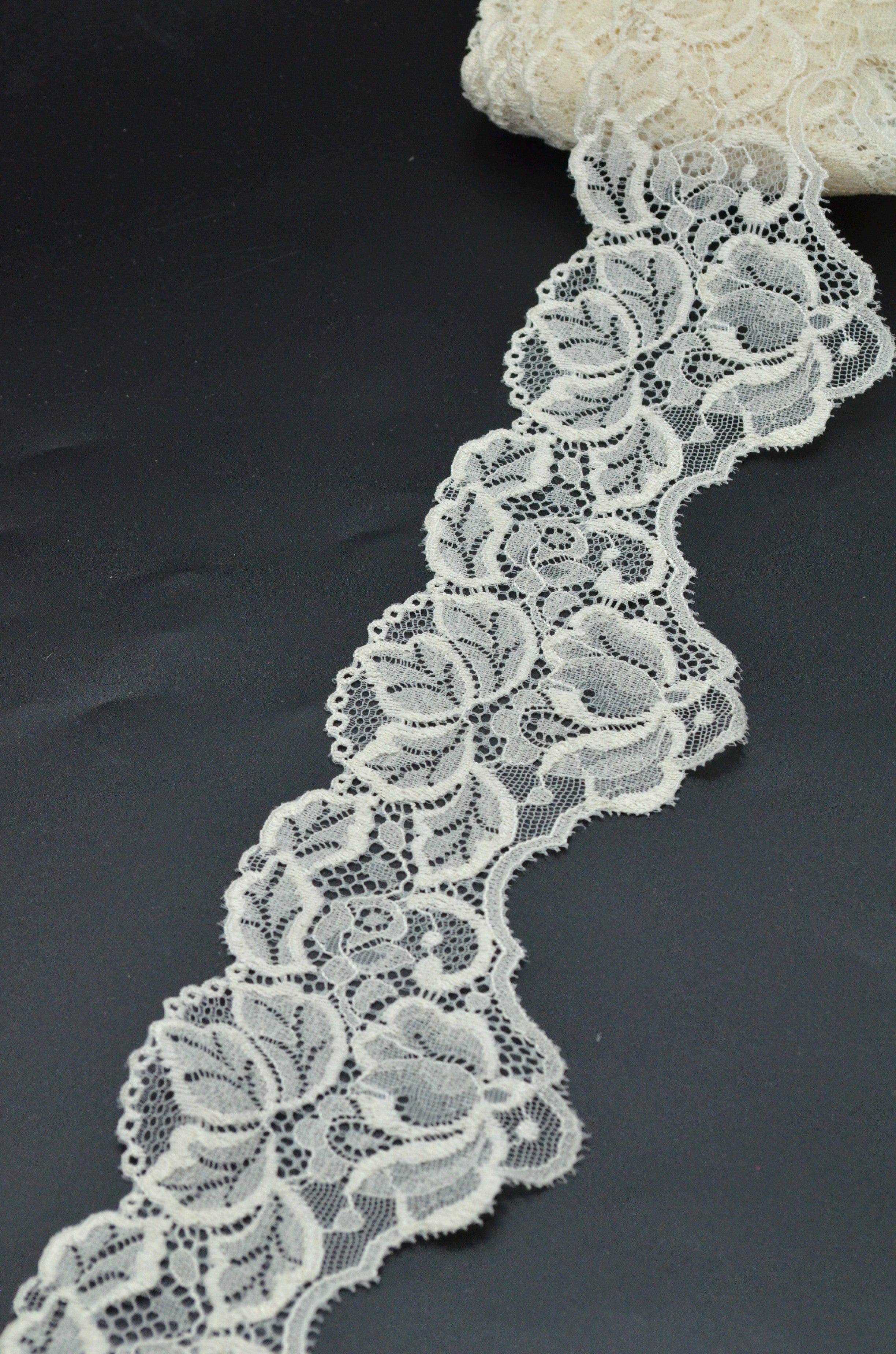 Dantela Elastica 8cm, Crem