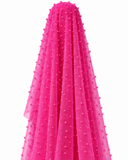 Tull Elastic Cu Perle - Fucsia