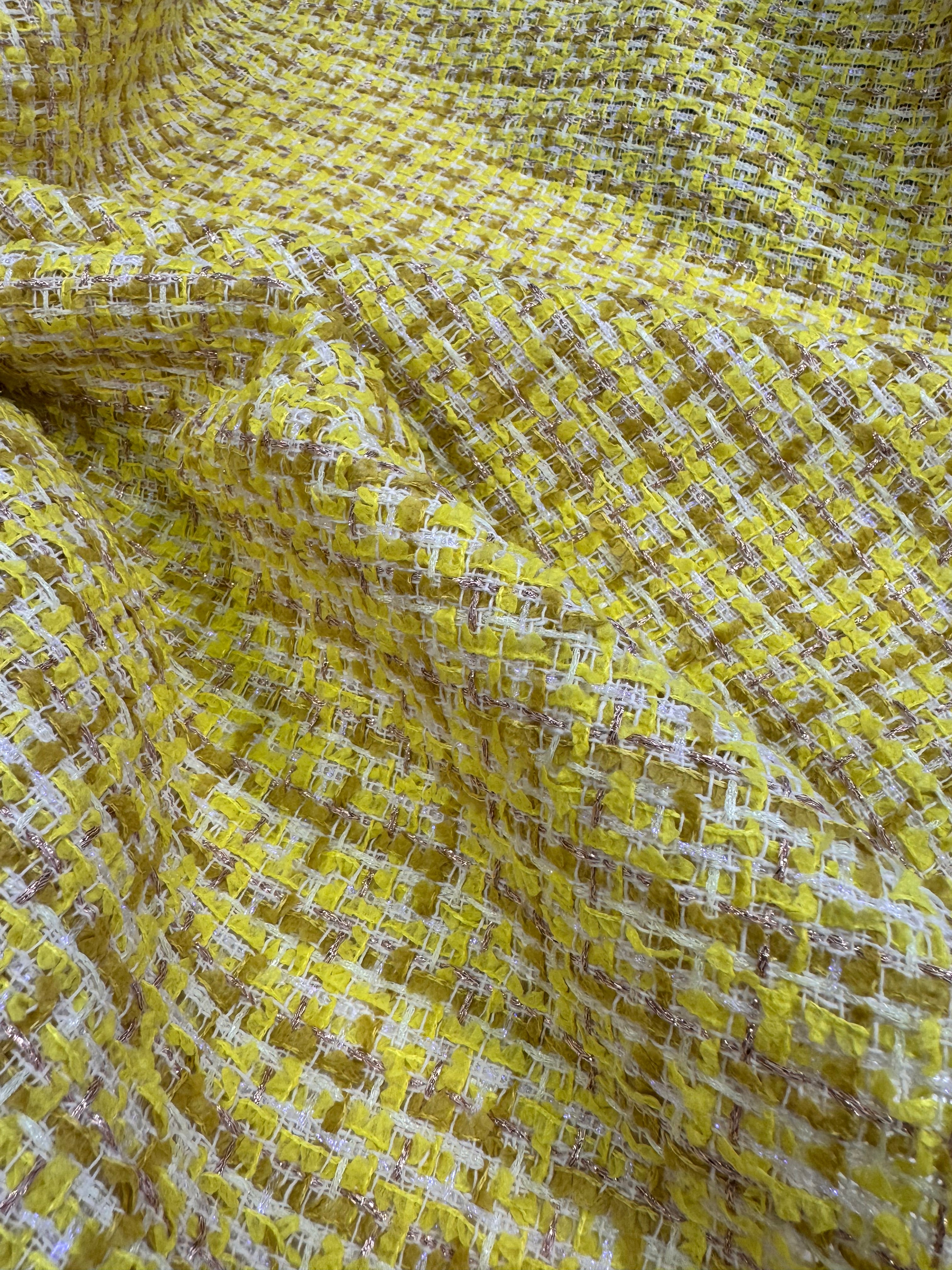 Stofă Tweed cu fir lurex auriu