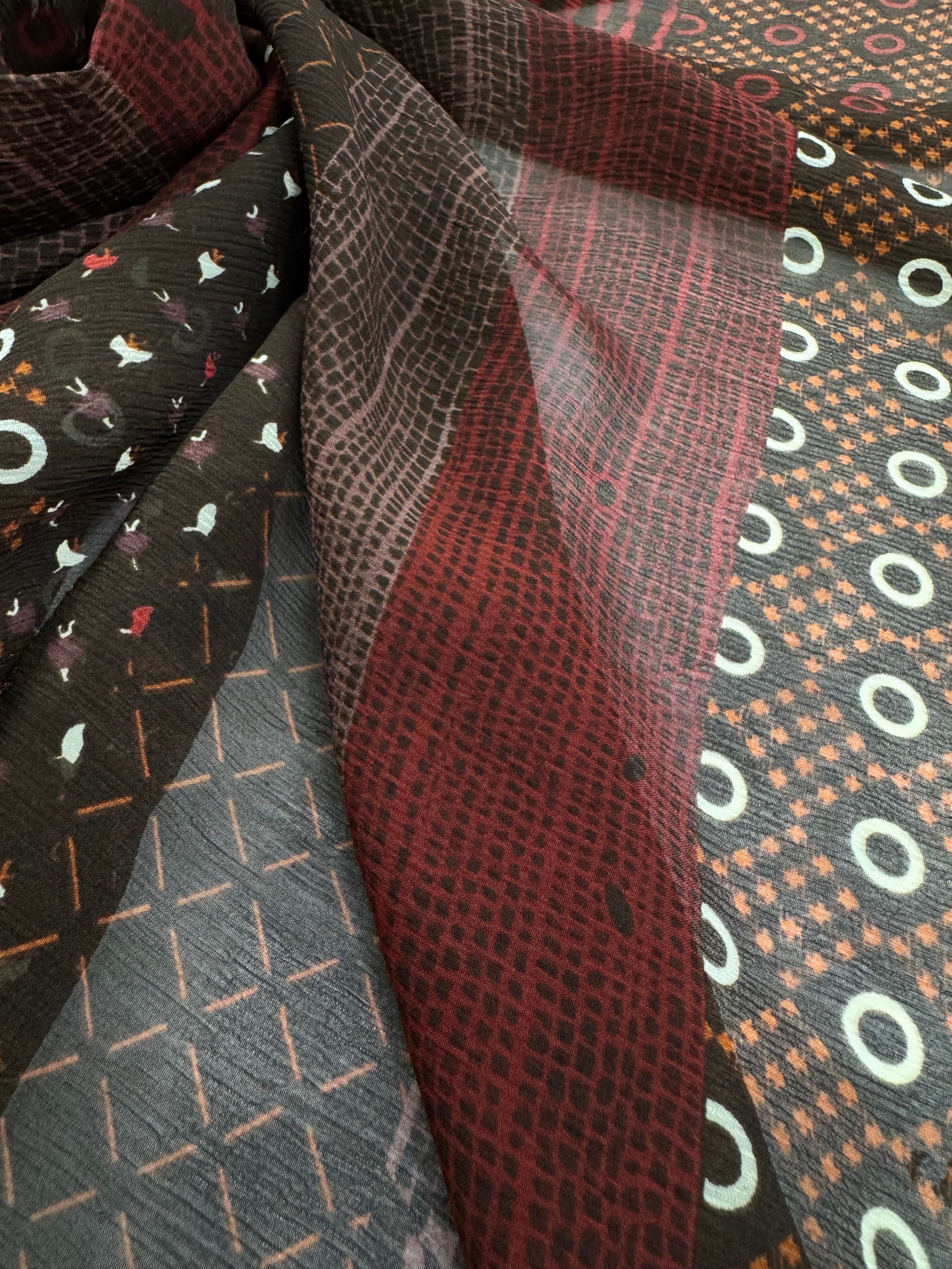 Voal Imprimat De Matase Naturala Cu Elastan