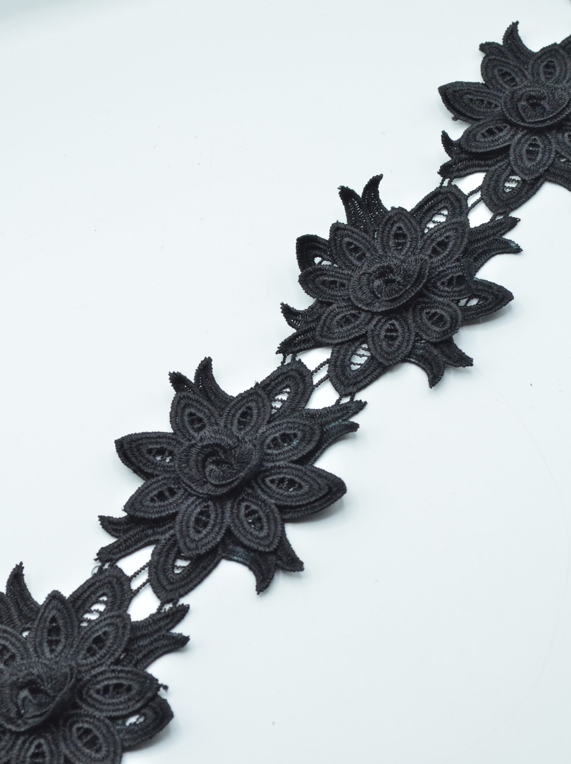 Pasmanterie Flori 10cm, Negru