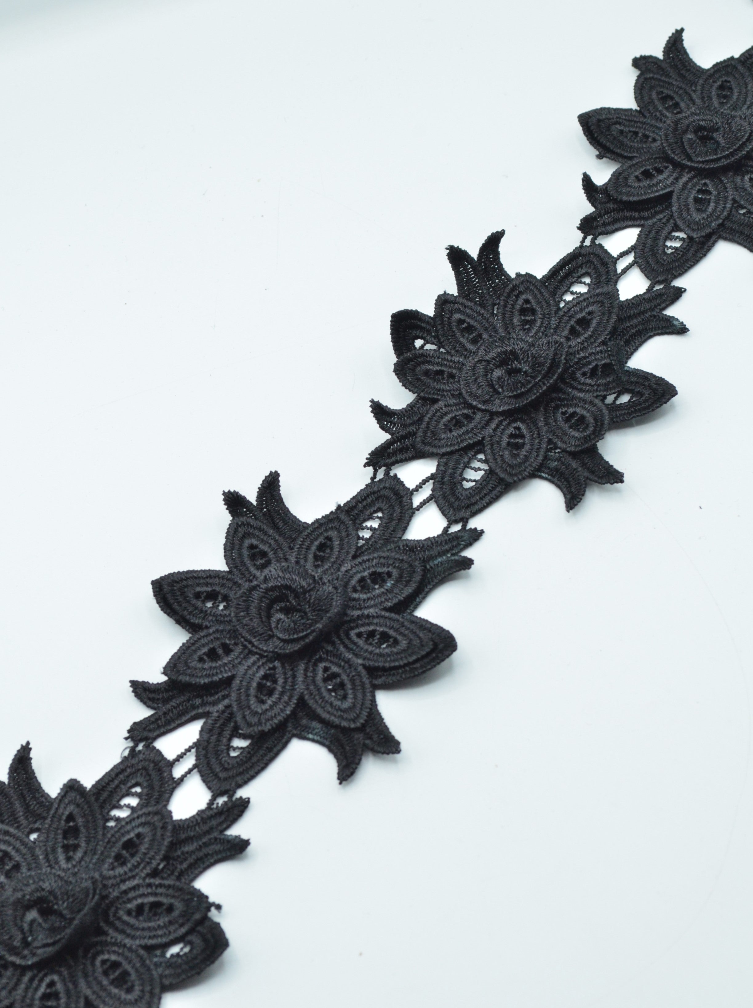 Pasmanterie Flori 10cm, Negru