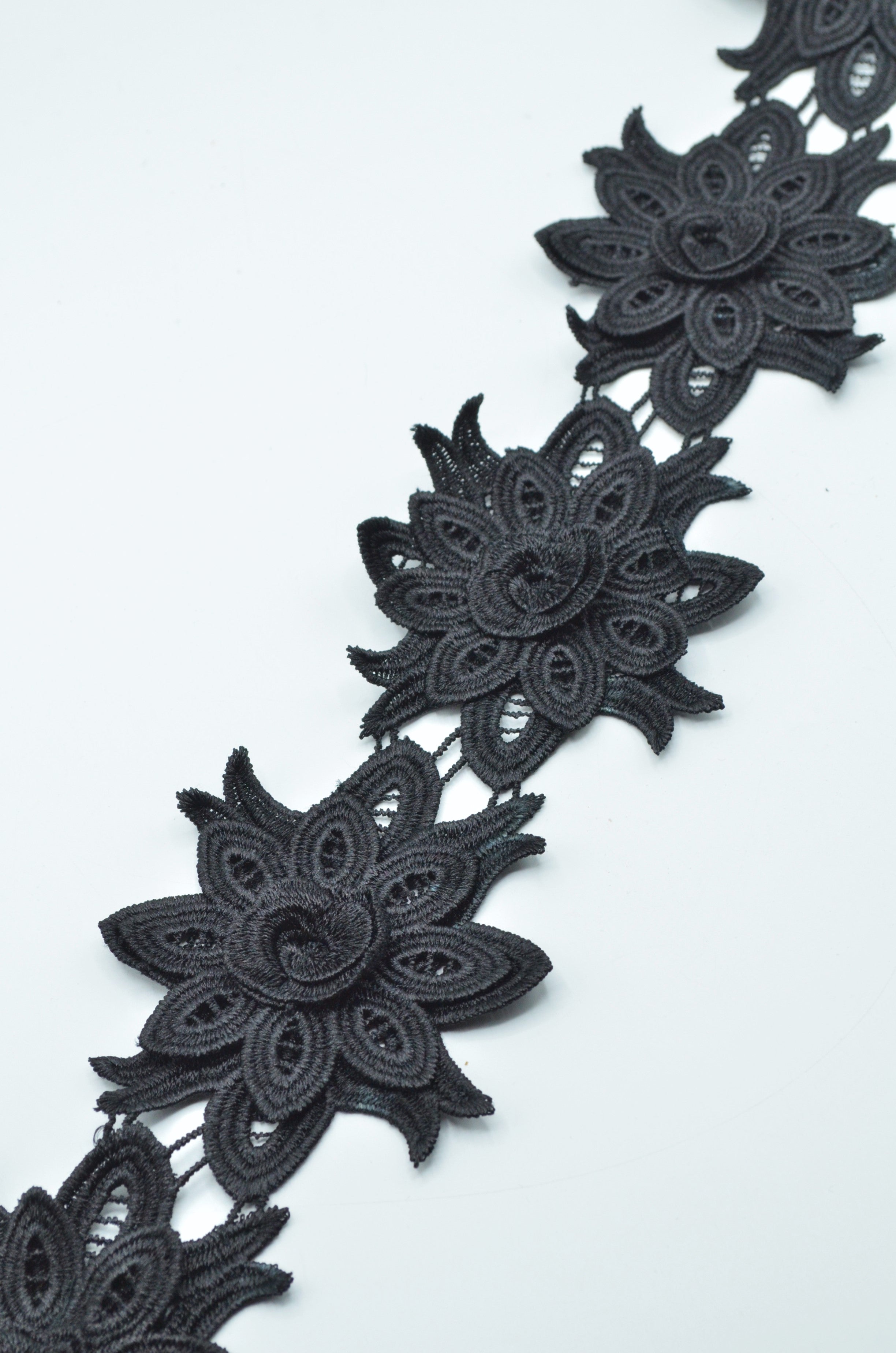 Pasmanterie Flori 10cm, Negru
